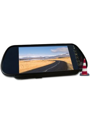 Rückspiegel + integriertem 17,8cm (7 Zoll) Monitor mit 2x AV-Eingänge für Rückfahrkamera, DVD, TV etc.