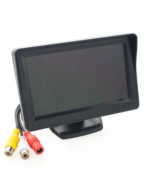10,9cm (4,3 Zoll) Monitor für 12V, mit Standfuss, integriertem Blendschutz, 2x Video-In
