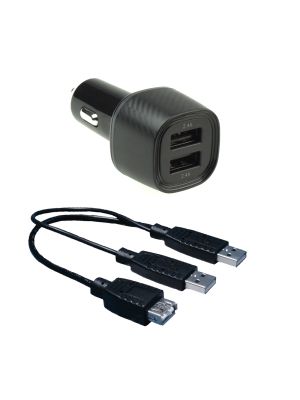 USB Dual-Zigarettenadapter 12V/24V + USB-Adapterkabel (2x Stecker -> 1x Buchse)