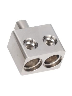 maxxcount PowerSplitter Strom Verteilerblock 1x 0GA Eingang zu 2x 0GA Ausgang, Messing vernickelt