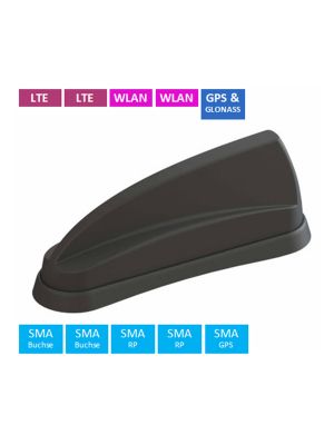 Panorama PAN-ANT130B sharkFin Antenne 2x LTE/5G, 2x WLAN, GPS mit 3,0m Kabel-Set