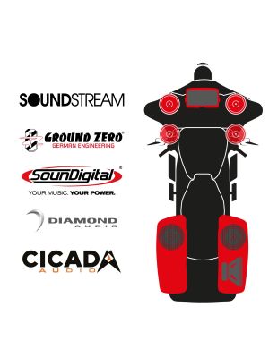 maxxcount BIKE SoundKit 4F2R8RLSUB/MSR/SG14+ mit/ohne SoundStream Radio passend für Harley-Davidson® Street Glide™ ab 2014
