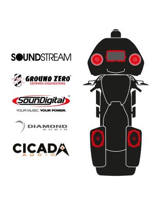 maxxcount BIKE SoundKit 2F2RLA/MSR/CVORG14+ mit/ohne SoundStream Radio passend für Harley-Davidson® CVO™ Road Glide™ ab 2014