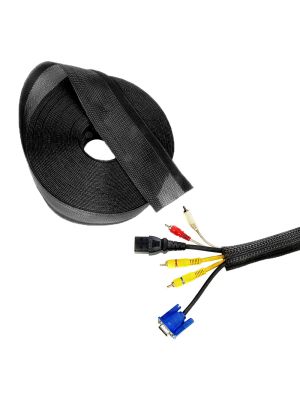 Geflechtschlauch 64mm geflochten mit Klettverschluss, 25m Rolle, schwarz